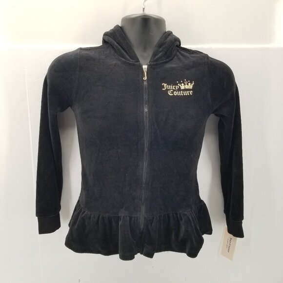 JUICY COUTURE TRACKSUIT  Rhinestones Black  VELOUR SIZE 8/10 - Picture 3 of 16